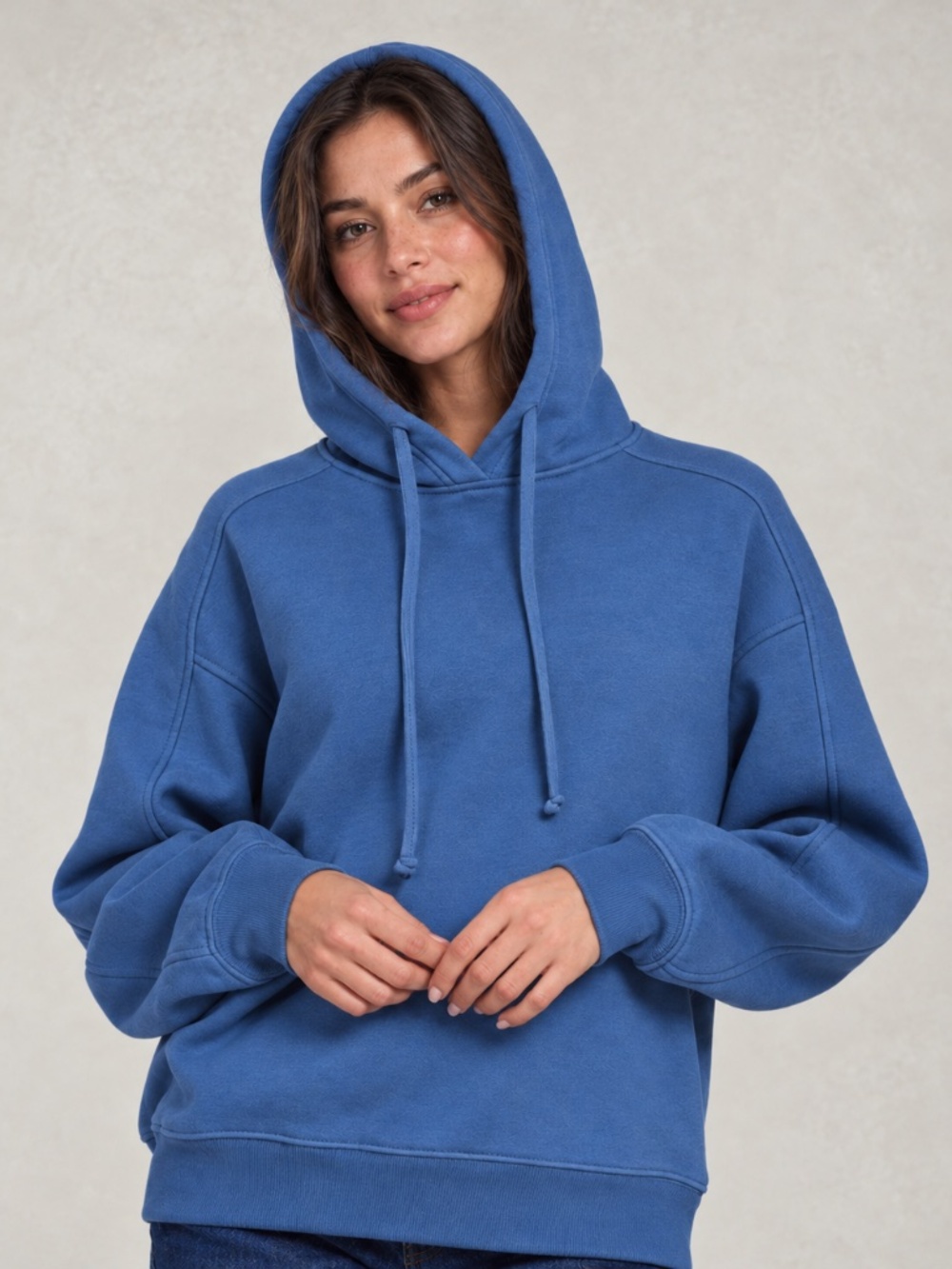Zenana Relaxed Fit Fleece Pullover Hoodie Blue NWOT